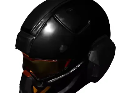 Futuristic SciFi Combat Helmet Low-poly 3D model