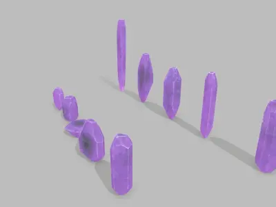 crystal set Low-poly 3D model
