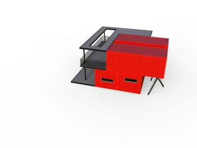 CONTAINER HOUSE Low-poly 3D model
