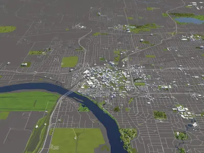Tulsa 50x50km 3D City Map 3D model