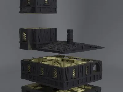 Small Village Prison Tabletop Terrain 28 mm 3D print model