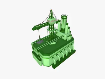 SciFi Factory A06 Green - Sci Fi Exterior Design Low-poly 3D model