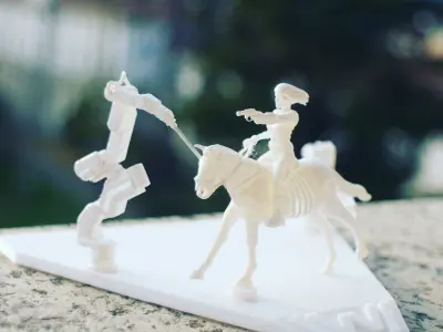 WestWorld diorama - woman riding horse with gun 3D print model