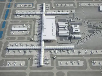 Bangkok Suvarnabhumi Airport Low-poly 3D model
