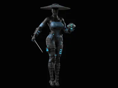 Sci-fi Samurai Low-poly 3D model