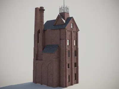 Brick english old building - Brick with Bercon Tile 3D model