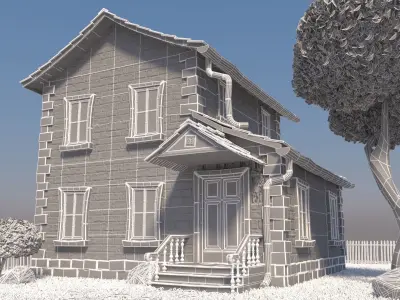 Toon House With Garden 3D model