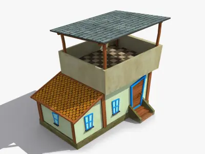 Cartoon House d Low-poly 3D model