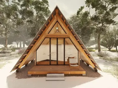 Modern A- Frame Cabin House 3D Low-poly 3D model