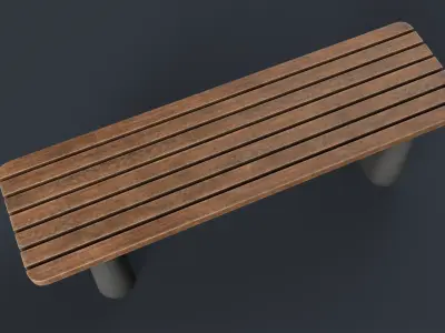 Modern Outdoor Bench 48 PBR Game Ready Low-poly 3D model
