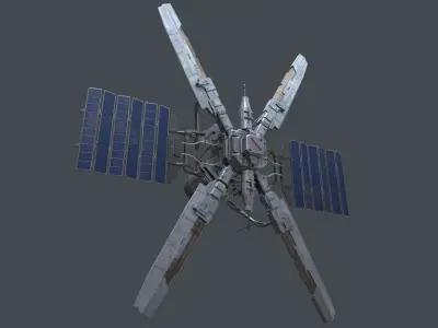 scifi-model529 space station with two propellers 3D model