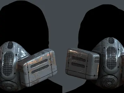 Gas mask helmet 3d model scifi Low-poly  Low-poly 3D model