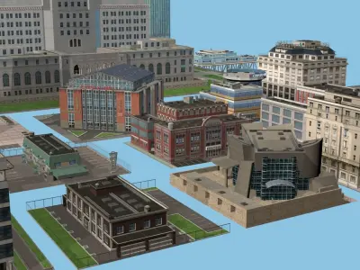 Low Poly City Buildings Set 01 - 24 Buildings 3D model