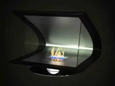 Concave Glass Fireplace 3D model