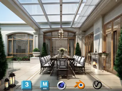 Photorealistic Balcony Garden Kit PBR Textures Modular 3D Models Low-poly 3D model