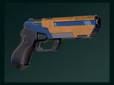 Sci-fi Pistol Low-poly 3D model 12
