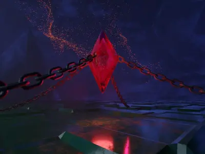 Kristal room with lights and chains 3D model