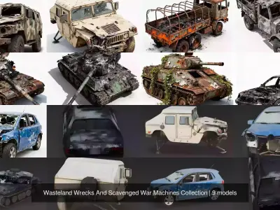 Wasteland Wrecks And Scavenged War Machines Collection 3D Model Pack
