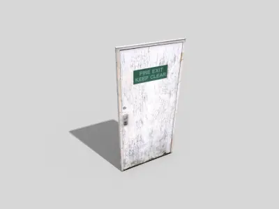 low poly door with sign Low-poly 3D model