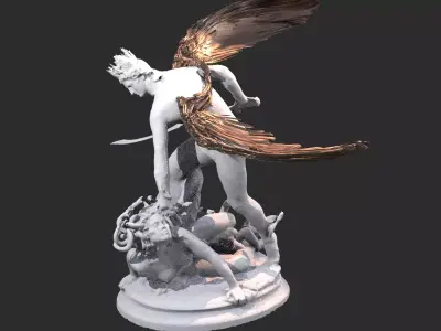 Perseus Statue Action Wings Curved 3D model