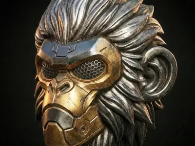 Cyber Primate Mask STL -  Futuristic Monkey Mask 3D print model