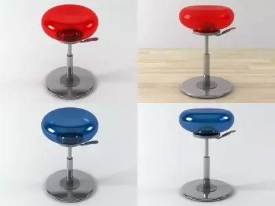M four different colored chairs 3D model