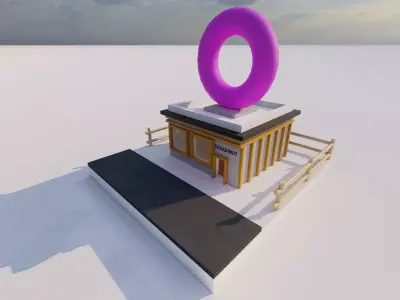 Doughnut place Low-poly 3D model