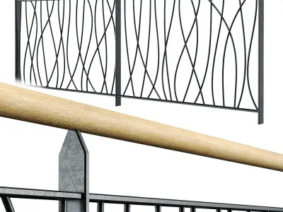 Set of modern railings 2 3D model