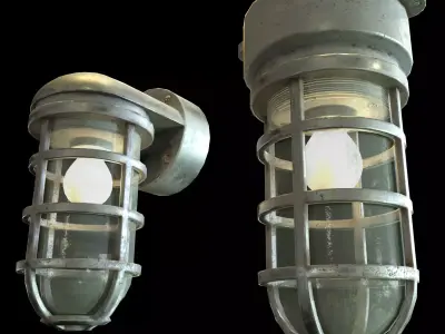 Industrial Cage Light Collection Game Ready PBR Textures Low-poly 3D model