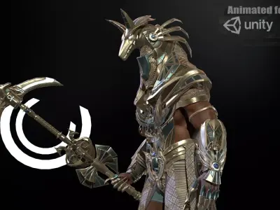 Anubis Egyptian God Low-poly 3D model