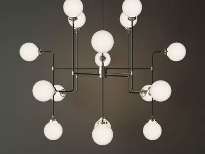 bistro globe clear glass 16 nickel milk 3D model