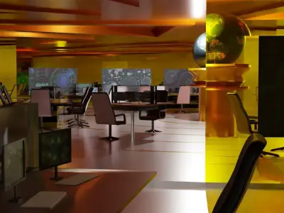 Sci-Fi Command Center Low-poly 3D model