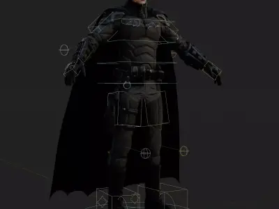 Batman 3D Model The Batman Pattinson Rigged PBR Blender FBX OBJ Low-poly 3D model