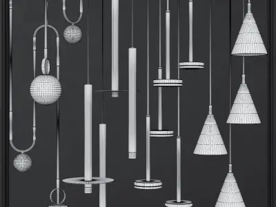 Pendant lights set 022 3D model