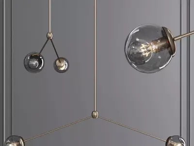Modo Pendant 2 Globes Bronze and Gray Glass 3D model