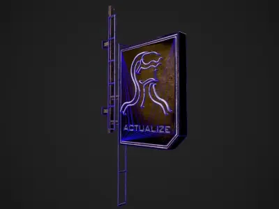 Actualize Neon signs Cyberpunk  PBR Game Ready model Low-poly 3D model