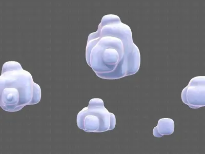 Clouds cartoon V06 Low-poly 3D model