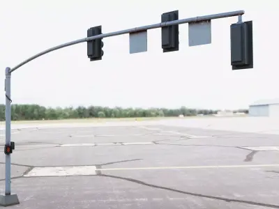 Urban Traffic Light Pole four pieces long and short Bundle 3D model