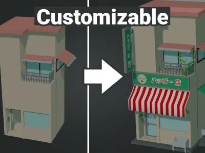 Japanese Stores Low-poly 3D model