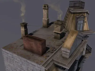 A building with a police station 3D model