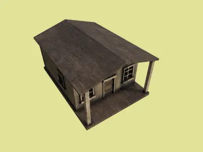 Western House 01 - Wild West Building - Backdrop Full Perm Low-poly 3D model
