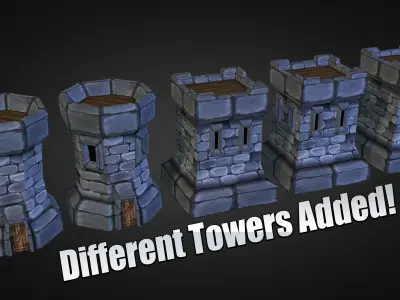 Medieval Stone Castle Pack Low-poly 3D model