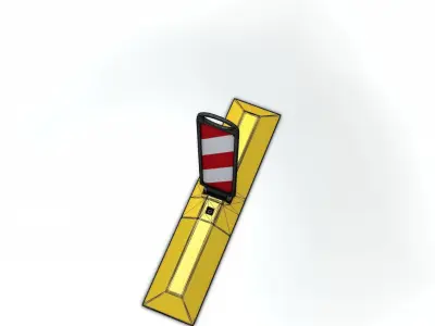 Yellow guide barrier 9 pointing right 628-10 Low-poly 3D model