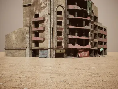 Ruined Houses Low-poly 3D model Pack Low-poly 3D model