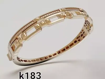 Architectural Hinged Bangle Bracelet 3D print model