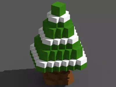 Xmas Tree Voxel - 3 Low-poly 3D model