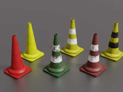 Traffic cones 3D Model Pack