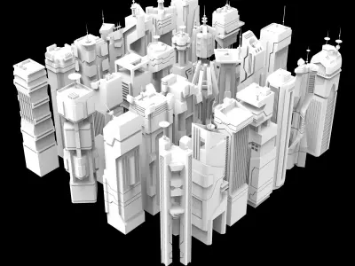 PACK SF FUTURISTIC SKYSCRAPERS  Low-poly 3D model