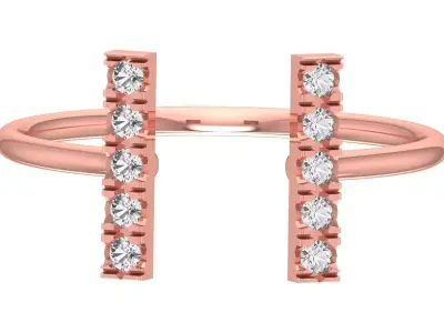 Solitaire Women Light Weight Band Ring 3D print model 4