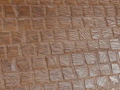 Rough-Texture Glossy Wood Block Parquet PBR Texture